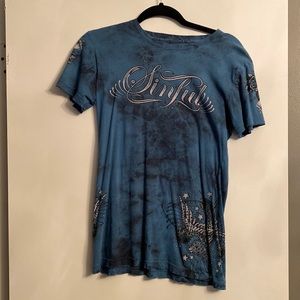 Sinful shirt with design and rhinestone detailing